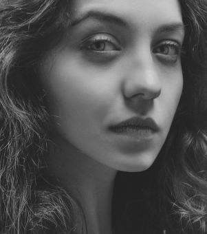 Free Stock Photo of Serious Girl Portrait in Black and White