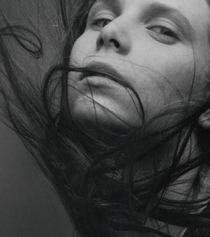 Free Stock Photo of Girl with Black Hair - Monochrome Portrait