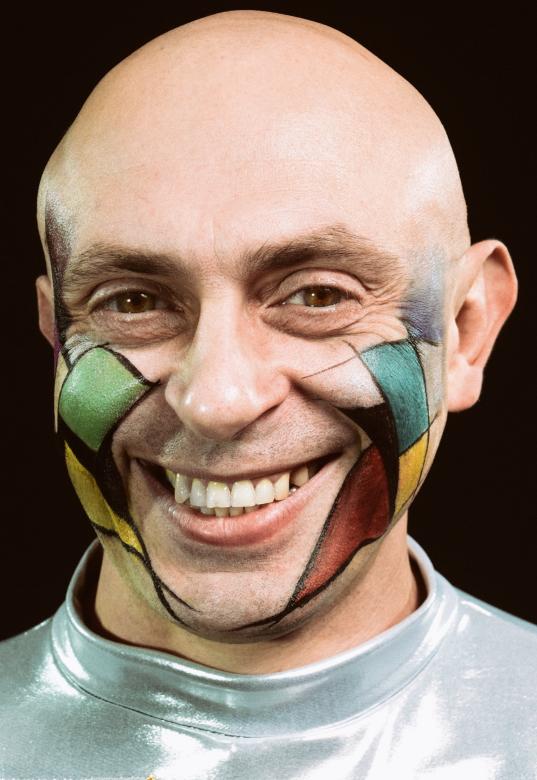 Free stock image of Smiling Bald Man with Colored Face created by Alexander Krivitskiy