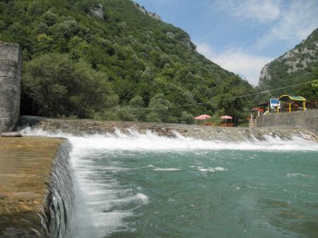 Beautiful waterfall near mountain - Free Stock Photo