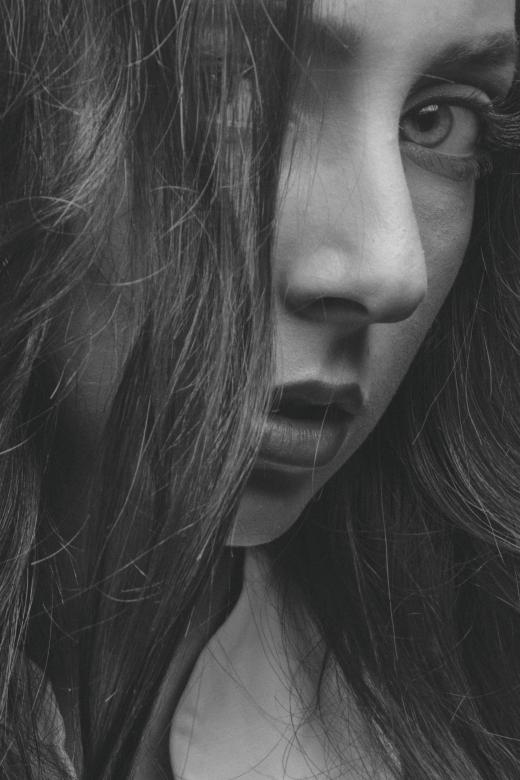 Free stock image of Dark Hair Model Portrait - Closeup - Monochrome created by Alexander Krivitskiy