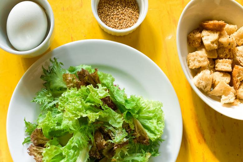 Free stock image of Healthy salad, egg and breadcrumbs created by Vegan Liftz 