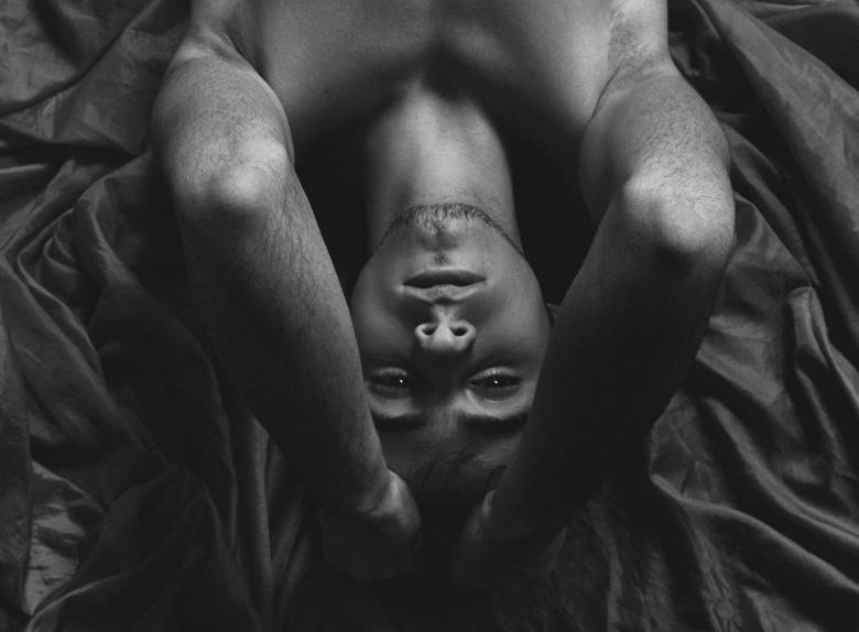 Free stock image of Man with Arms on Head - Monochrome Portrait created by Alexander Krivitskiy