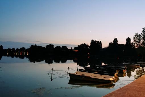 Boats and Lake at Sunset - Free Stock Photo