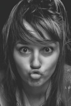 Free Stock Photo of Young Girl with Pout - Monochrome