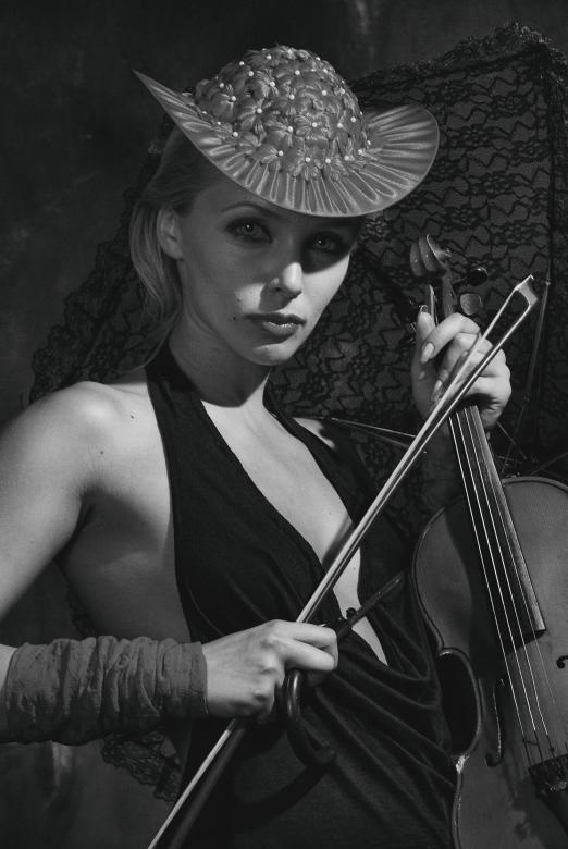 Free stock image of Woman with Violin - Monochrome created by Alexander Krivitskiy