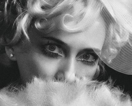 Free Stock Photo of Girl With Fur - Monochrome Portrait