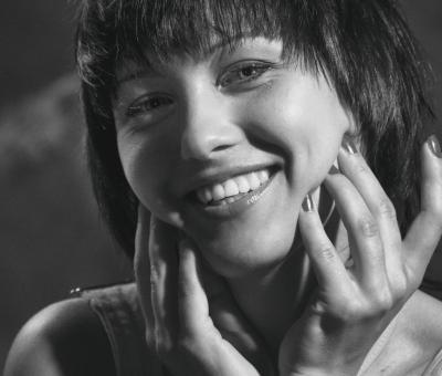 Free Stock Photo of Smiling Young Girl  - Monochrome