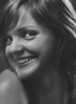 Free Stock Photo of Smiling Happy Girl in Monochrome