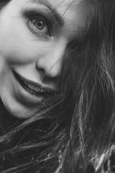 Free Stock Photo of Girl Face - Monochrome