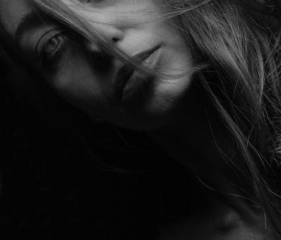 Free Stock Photo of Monochrome Dark Woman Portrait