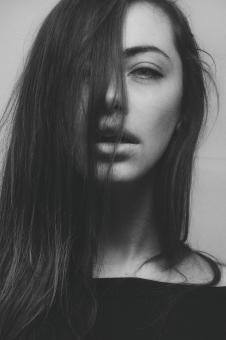 Free Stock Photo of Brunette Model Posing - Monochrome