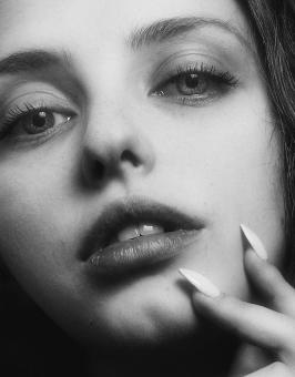 Free Stock Photo of Soft Female Face - Monochrome Portrait