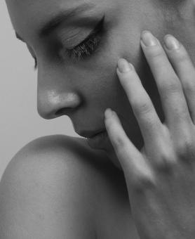 Free Stock Photo of Female Profile - Closeup - Fingers - Black and White
