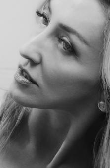 Free Stock Photo of Blond Girl Profile - Closeup - Monochrome