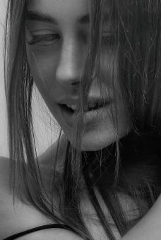 Free Stock Photo of Girl Monochrome Portrait - Dark Hair