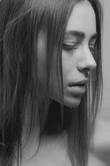 Free Stock Photo of Girl Profile - Monochrome - Dark Hair