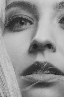 Free Stock Photo of Blond Girl Closeup Portrait in Monochrome