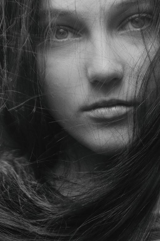 Free stock image of Young Brunette Portrait - Black and White created by Alexander Krivitskiy