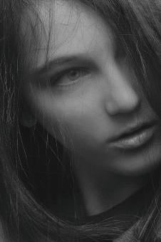 Free Stock Photo of Female Model Portrait - Close Up - Black and White