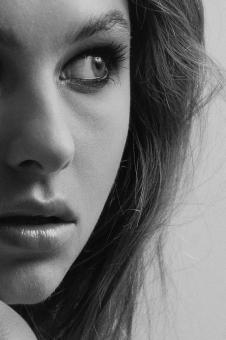 Free Stock Photo of Half Portrait - Female Face - Monochrome