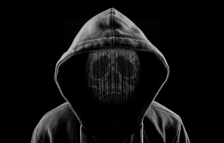 Free stock image of Hooded Hacker as a Skull of Computer Code created by Jack Moreh