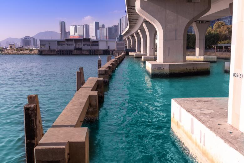 Free stock image of Harbor view under bridge created by Ben Wong