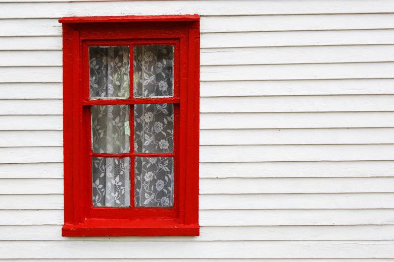 Free stock image of Red window frame on white exterior wall created by Geoffrey Whiteway