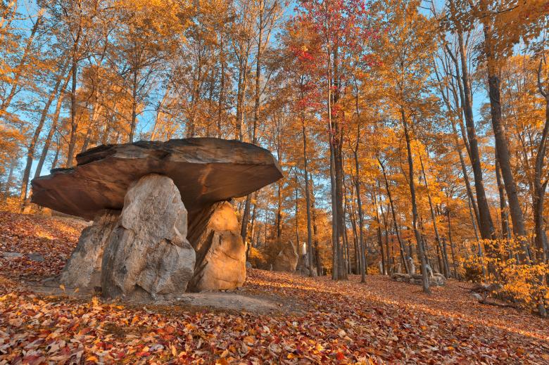 Free stock image of Golden Autumn Dolmen Forest created by Nicolas Raymond