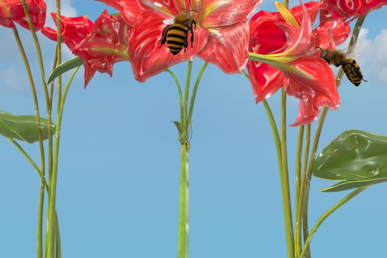 Free stock image of Glossy style beautiful flowers with bee created by John Leaver