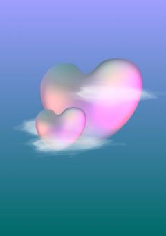 Colorful 3d heart pink with white clouds - Free Stock Photo