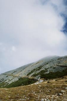 mountain in the fog