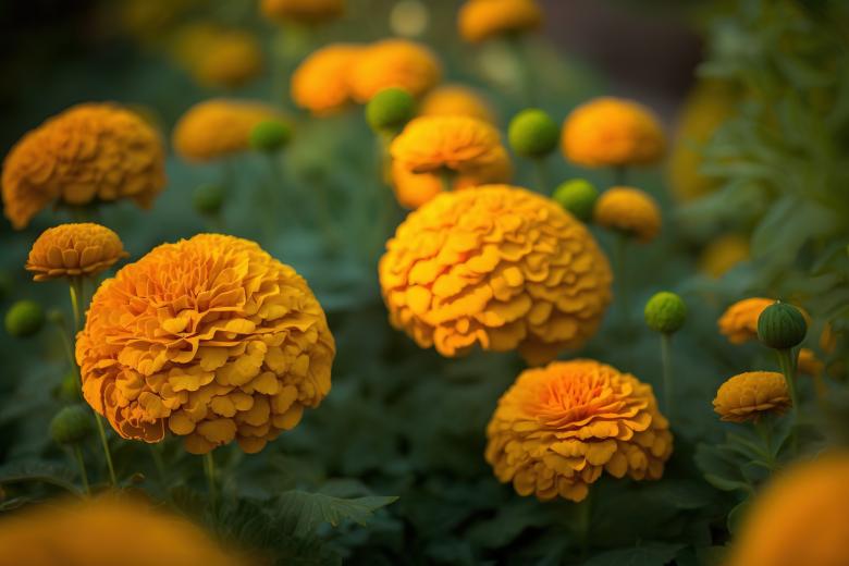 Free stock image of Glowing Golden Marigolds in Bloom created by Larry Clark