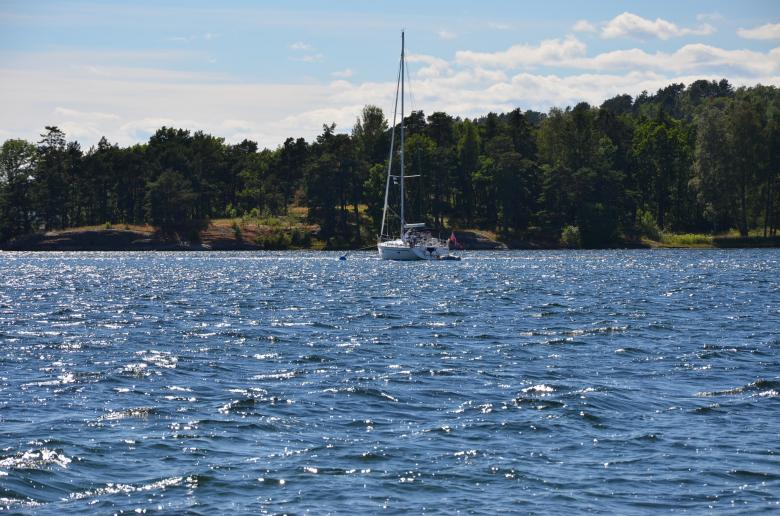 Free stock image of A boat is sailing near Langoya created by Erik Schellingerhout