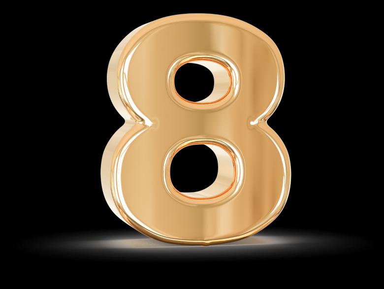 Free stock image of 3d Number 8 created by Chetra168