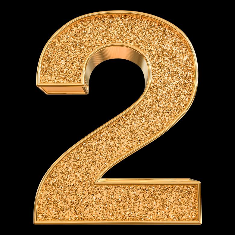 Free stock image of 3d gold number 2 created by Chetra168