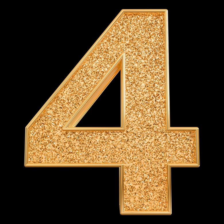 Free stock image of 3d gold number 4 created by Chetra168