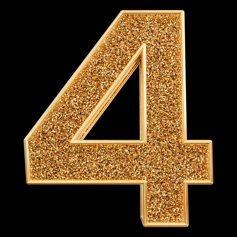 Free stock image of 3d Gold Number 4 created by Chetra168