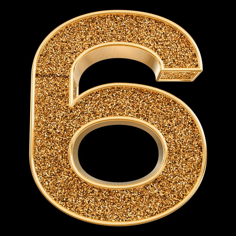 Free stock image of 3d Gold Number 6 created by Chetra168