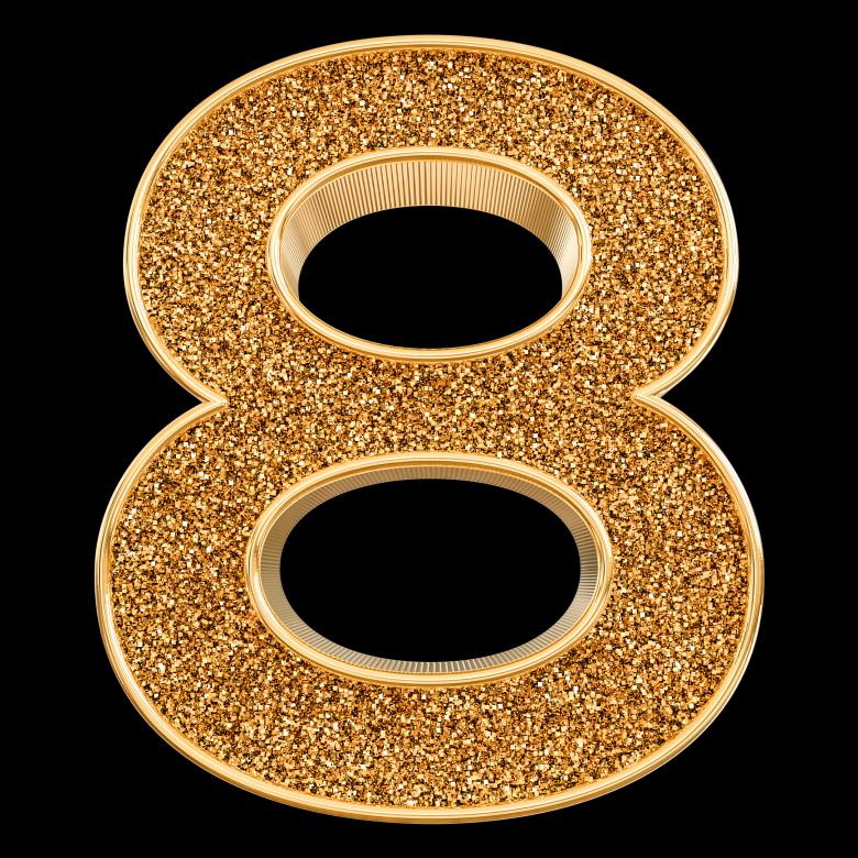Free stock image of 3d Gold Number 8 created by Chetra168