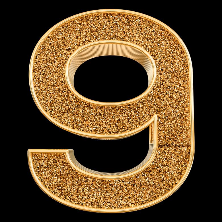 Free stock image of 3d Gold Number 9 created by Chetra168