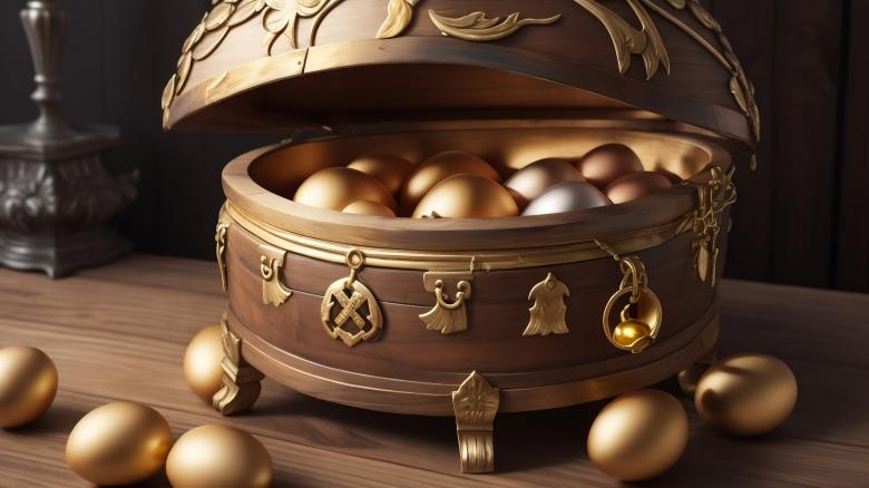 Free stock image of Round chest with golden eggs created by Rodrigo Cisternas Bustos
