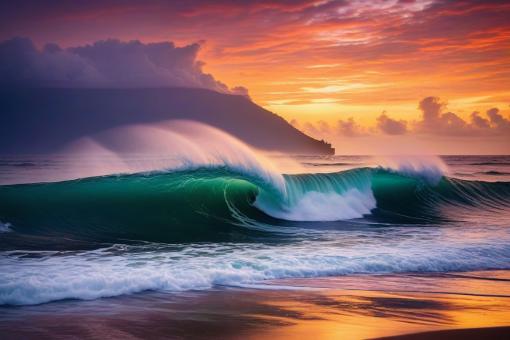 Sunset Waves - Free Stock Photo