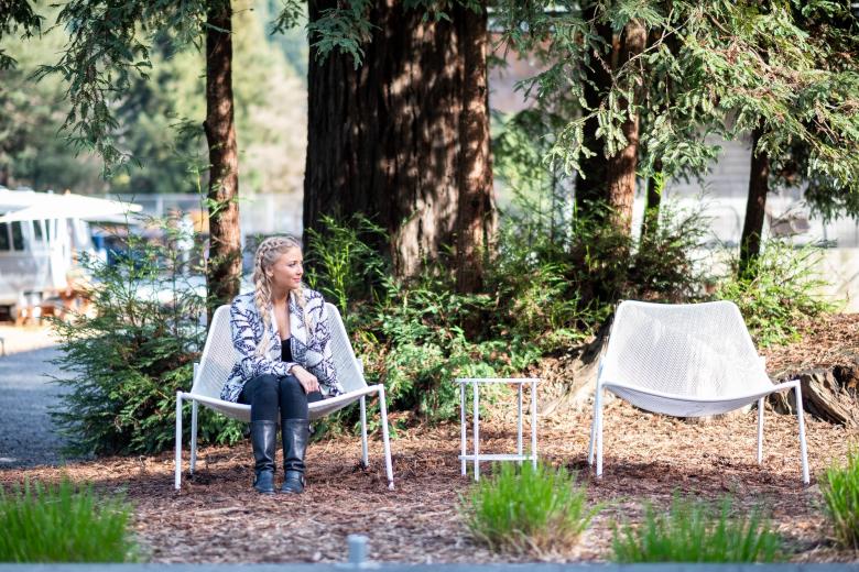 Free stock image of Woman sitting camp created by Matt Bango