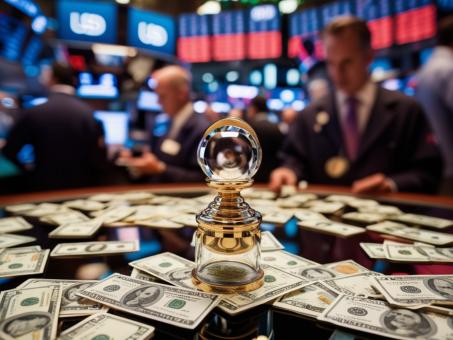 USA currency money with stock market background