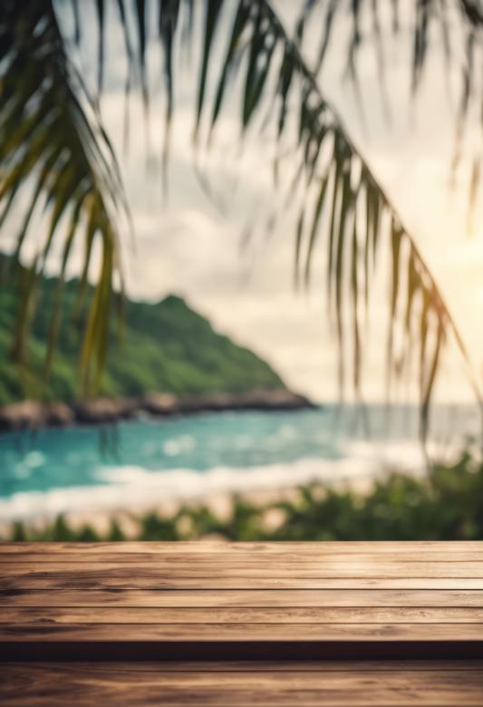 Free stock image of Wooden Table Looking Out to Tropical Ocean created by StayWeird