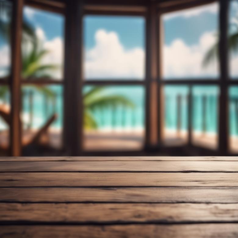 Free stock image of Wooden Table Looking Out to Tropical Ocean created by StayWeird