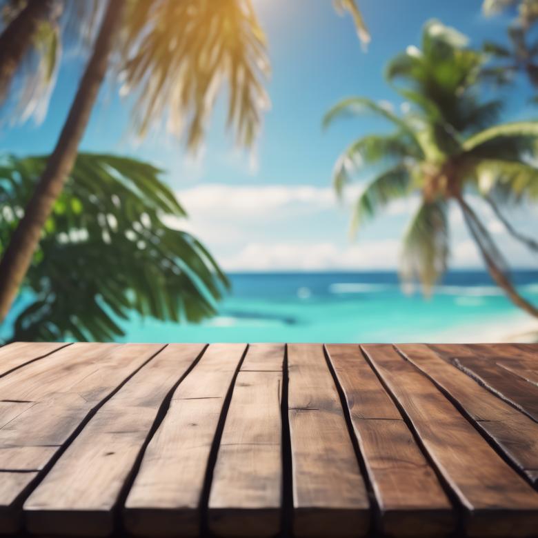 Free stock image of Wooden Table Looking Out to Tropical Ocean created by StayWeird