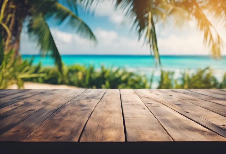 Free stock image of Wooden Table Looking Out to Tropical Ocean created by StayWeird
