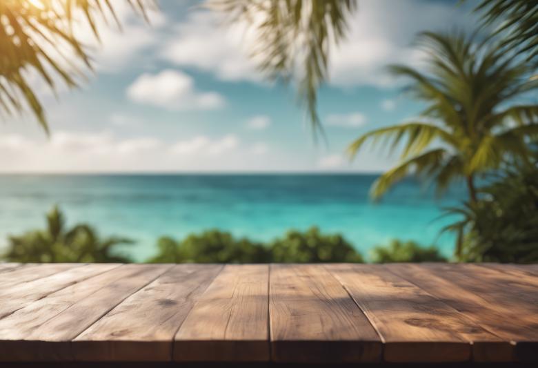 Free stock image of Wooden Table Looking Out to Tropical Ocean created by StayWeird